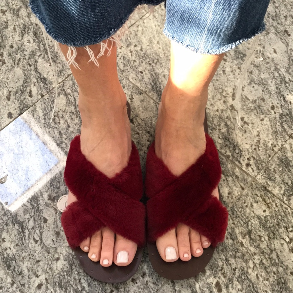 Zara Faux Fur Slides